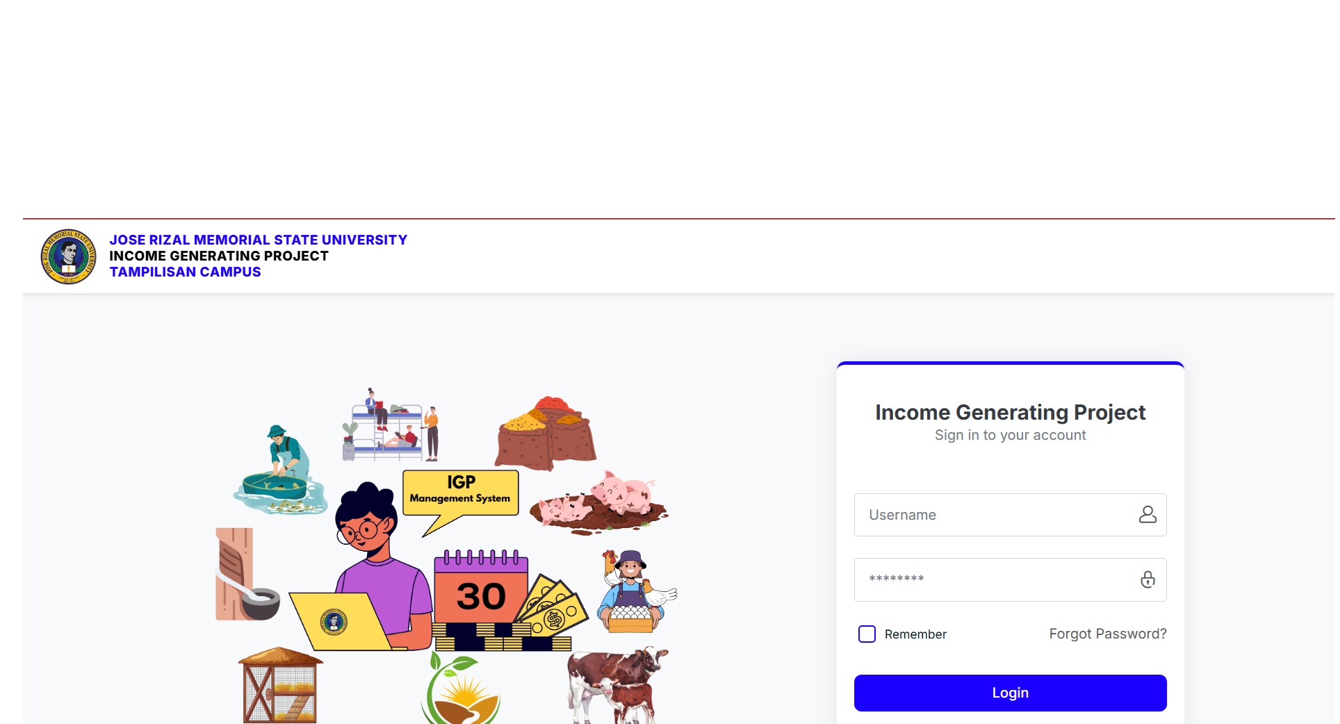 WEB-BASED INCOME GENERATING PROJECT MANAGEMENT SYSTEM IN JOSE RIZAL MEMORIAL STATE UNIVERSITY- TAMPILISAN CAMPUS WITH SMS NOTIFICATION